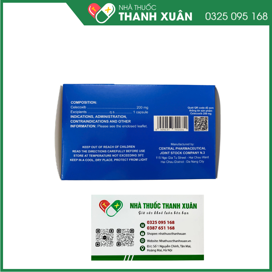 Celecoxid 200 mg Trung Ương 3 điều trị triệu chứng bệnh thoái hóa khớp, viêm khớp dạng thấp